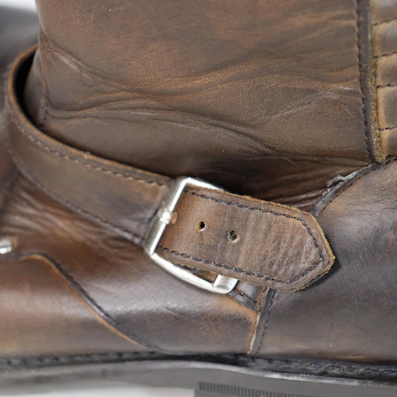 Steve Madden Men’s Harland Harness Size 10 Brown Leather Buckle Zip Up Biker - Picture 6 of 8